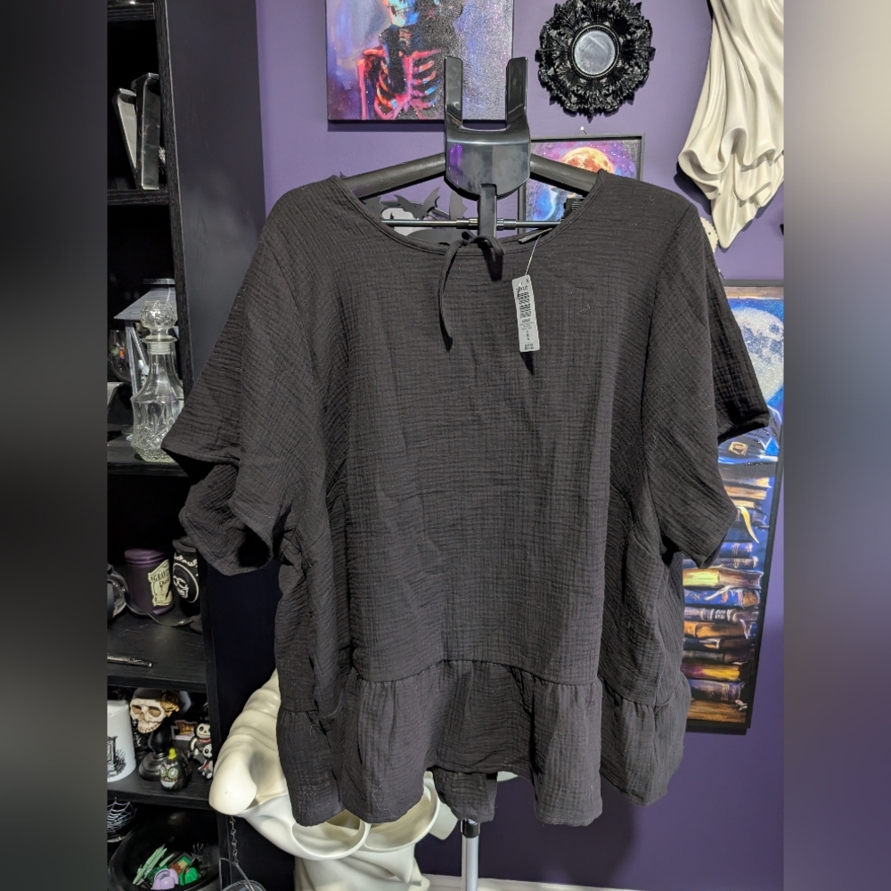 Torrid Black Textured Blouse